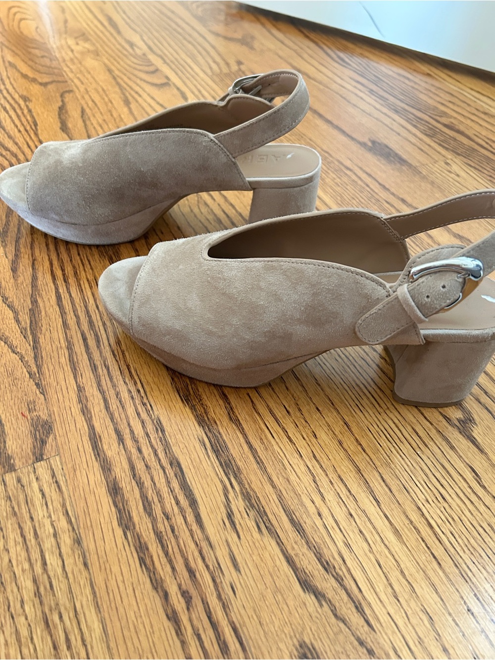 AEROSOLES Taupe Suede Open-Toe Slingback Sandals - Picture 3 of 5